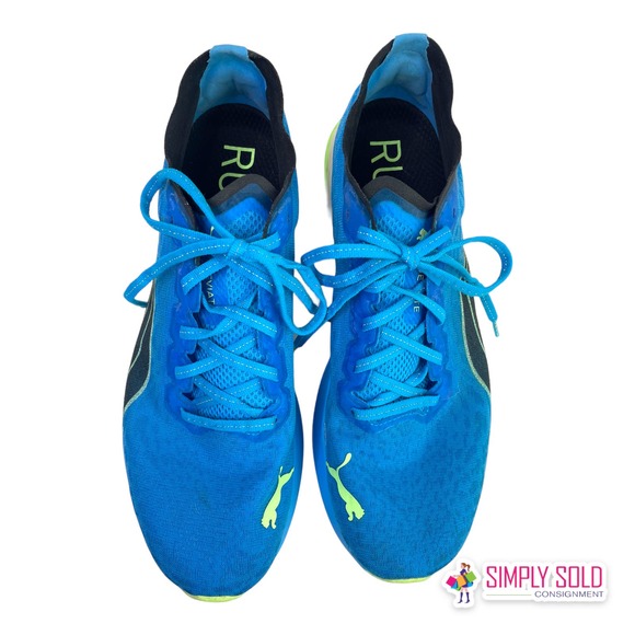 Puma Deviate Nitro Wildwash Running Shoes Men's Blue‎ Mesh Sneakers Lace-Up 11